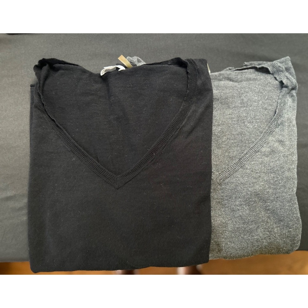 Minnie Rose Lot 2 Cotton Oversize Tops M/L Black Gray Short Sleeve